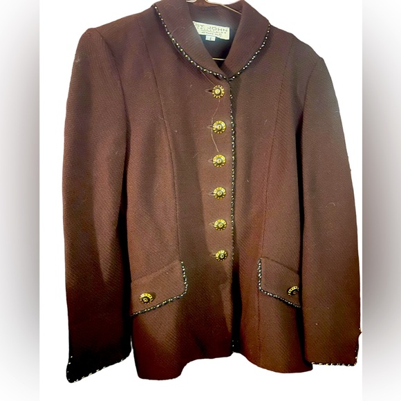 St. John blazer dark brown gold and black - Picture 1 of 3